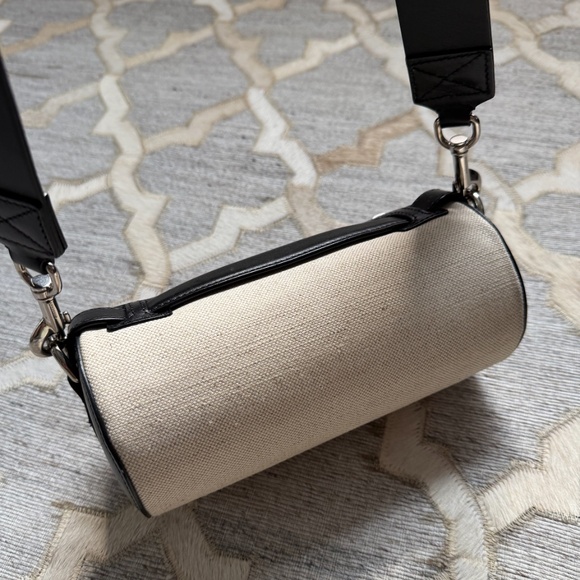 Burberry The Barrel Leather & Canvas Cyan White Small Shoulder Bag - Picture 2 of 14